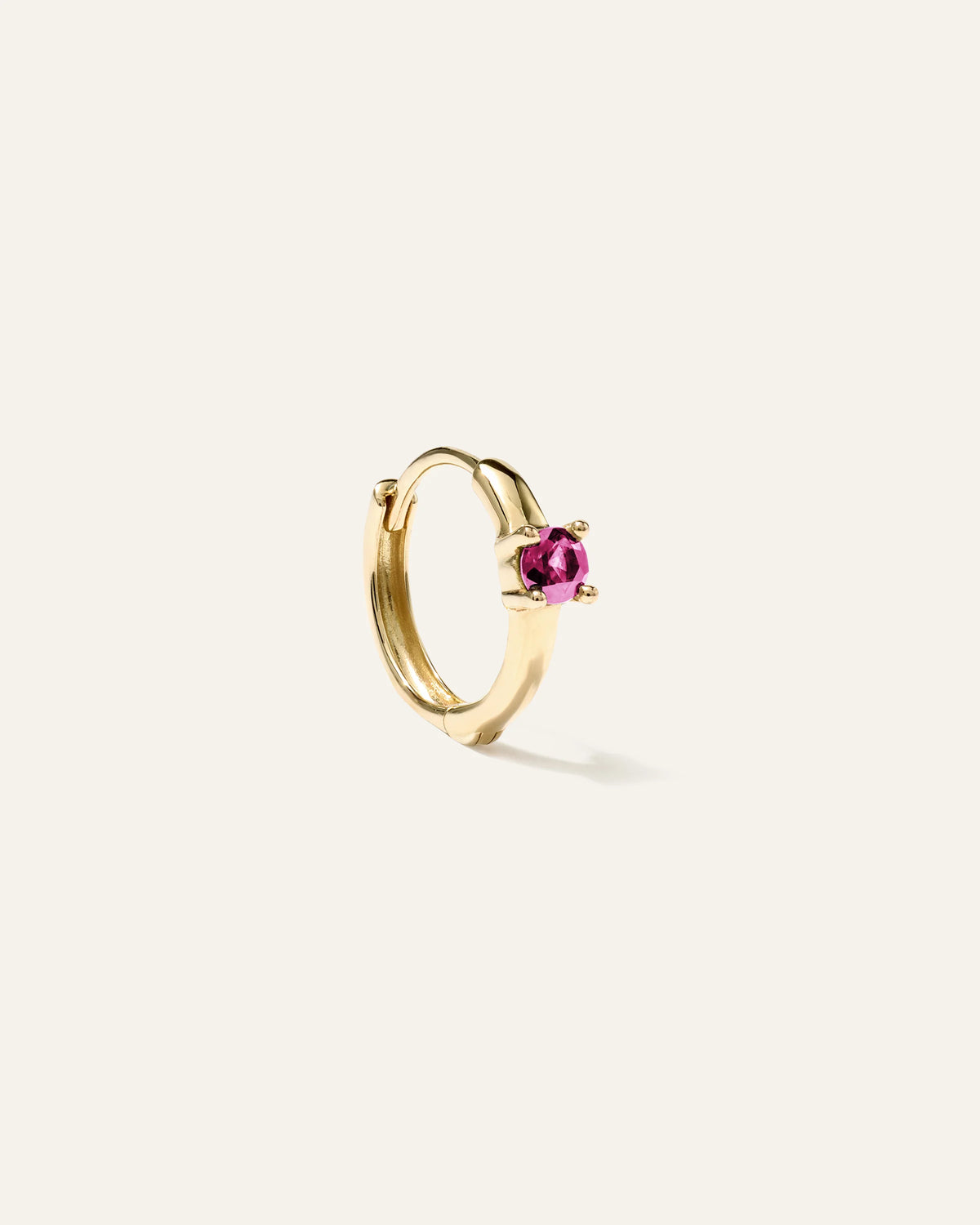 14K Gold Gemstone Tiny Huggie - Single - One Size / Emerald