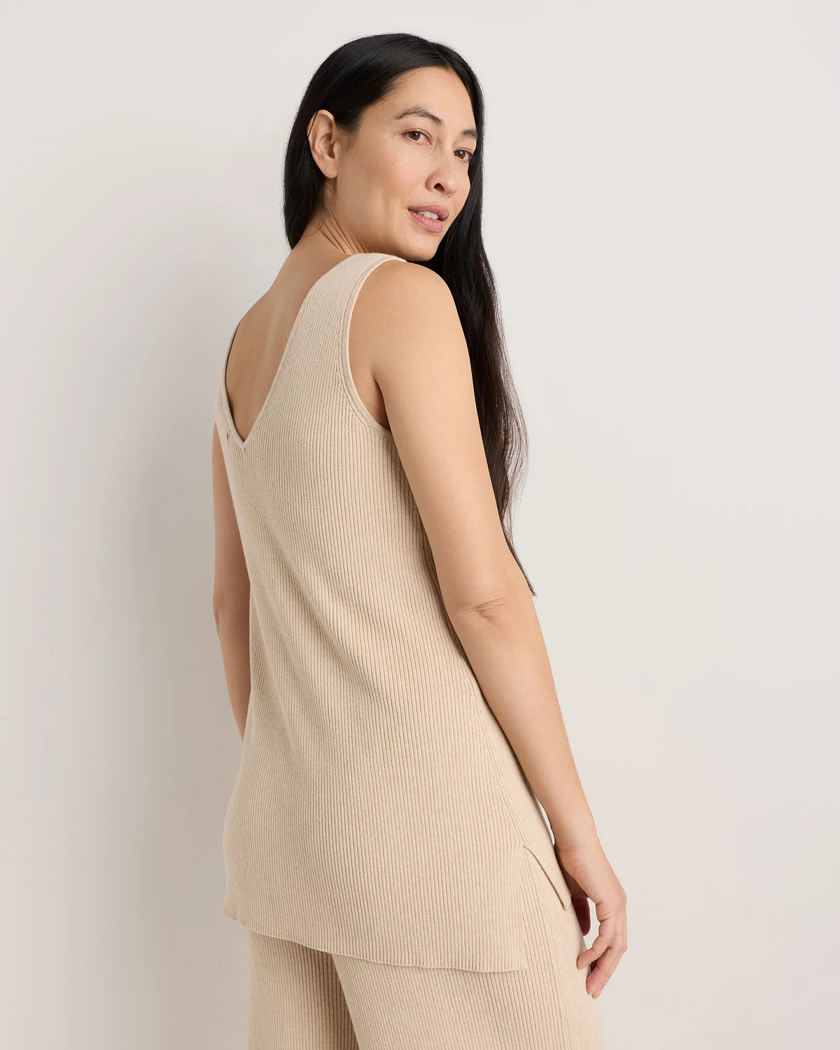 Cotton Cashmere Maternity and Nursing V-Neck Tank - XS / Mocha Heather