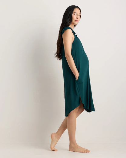 Bamboo Jersey Flutter Sleeve Labor and Delivery Gown - XS / Nocturnal Green