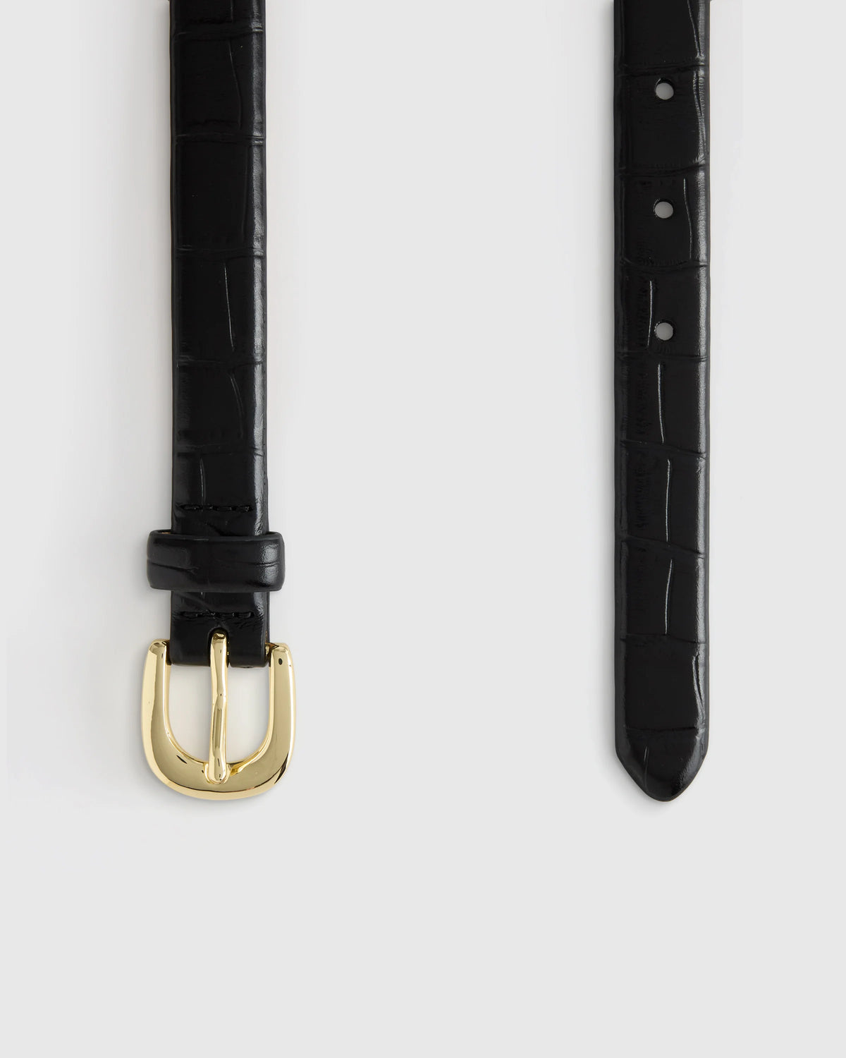 Sofia European Leather Skinny Belt - XS / Black