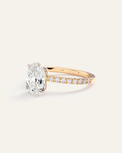 Lab Grown Diamond Oval Petite Pave Engagement Ring - 1.50ct - 4 / Yellow Gold