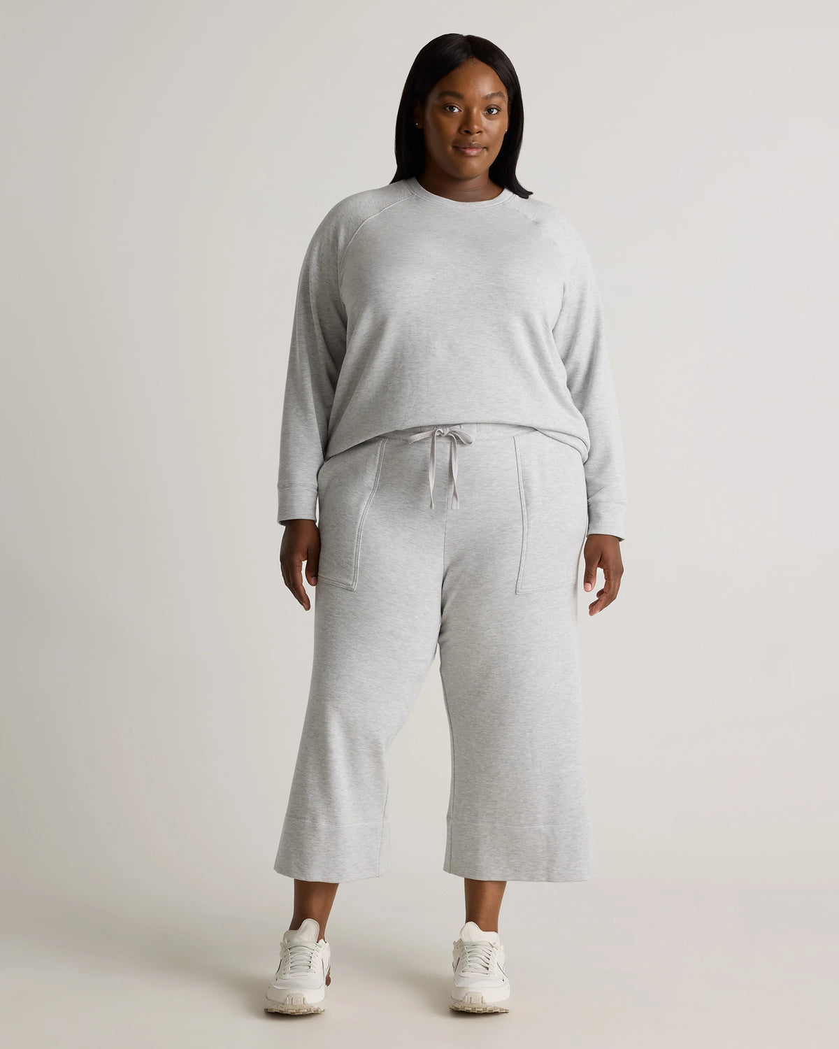 SuperSoft Fleece Cropped Wide Leg Pants - 1X / Heather Grey
