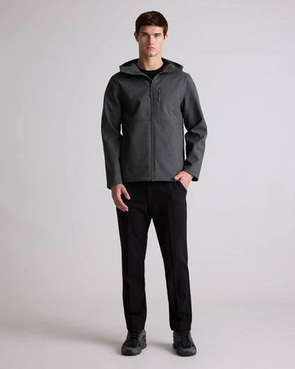Softshell Fleece-Lined Full-Zip Hooded Jacket - XS / Heather Shady Charcoal