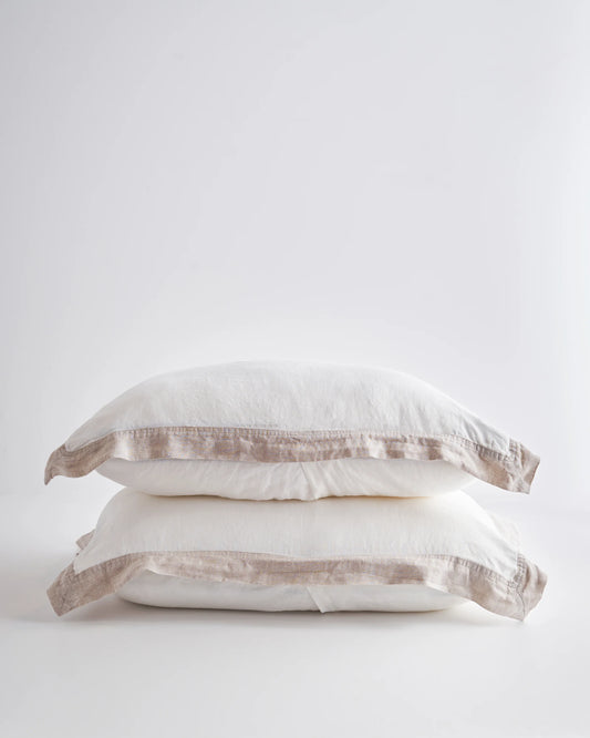 European Linen Bordered Sham Set - Standard / Bordered Flax