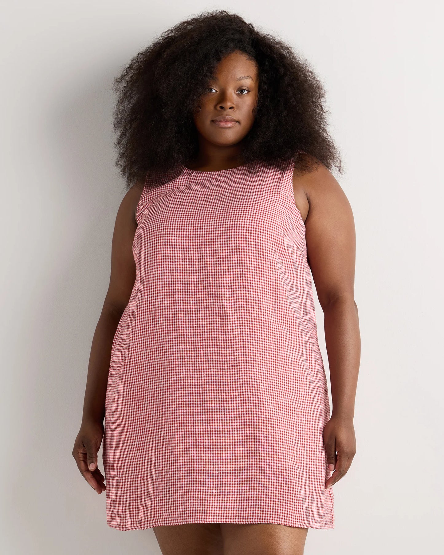 100% European Linen Tank Mini Dress - 1X / Black