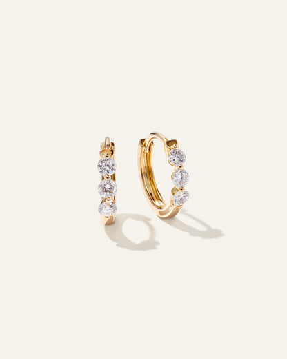 14K Gold Lab Grown Diamond Shared Prong Huggie - One Size / Yellow Gold