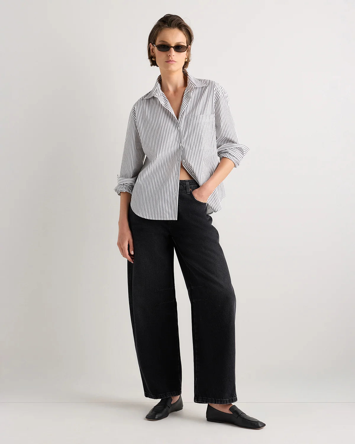 Maya Rigid Exaggerated Barrel Jeans - 24 / Powder Blue