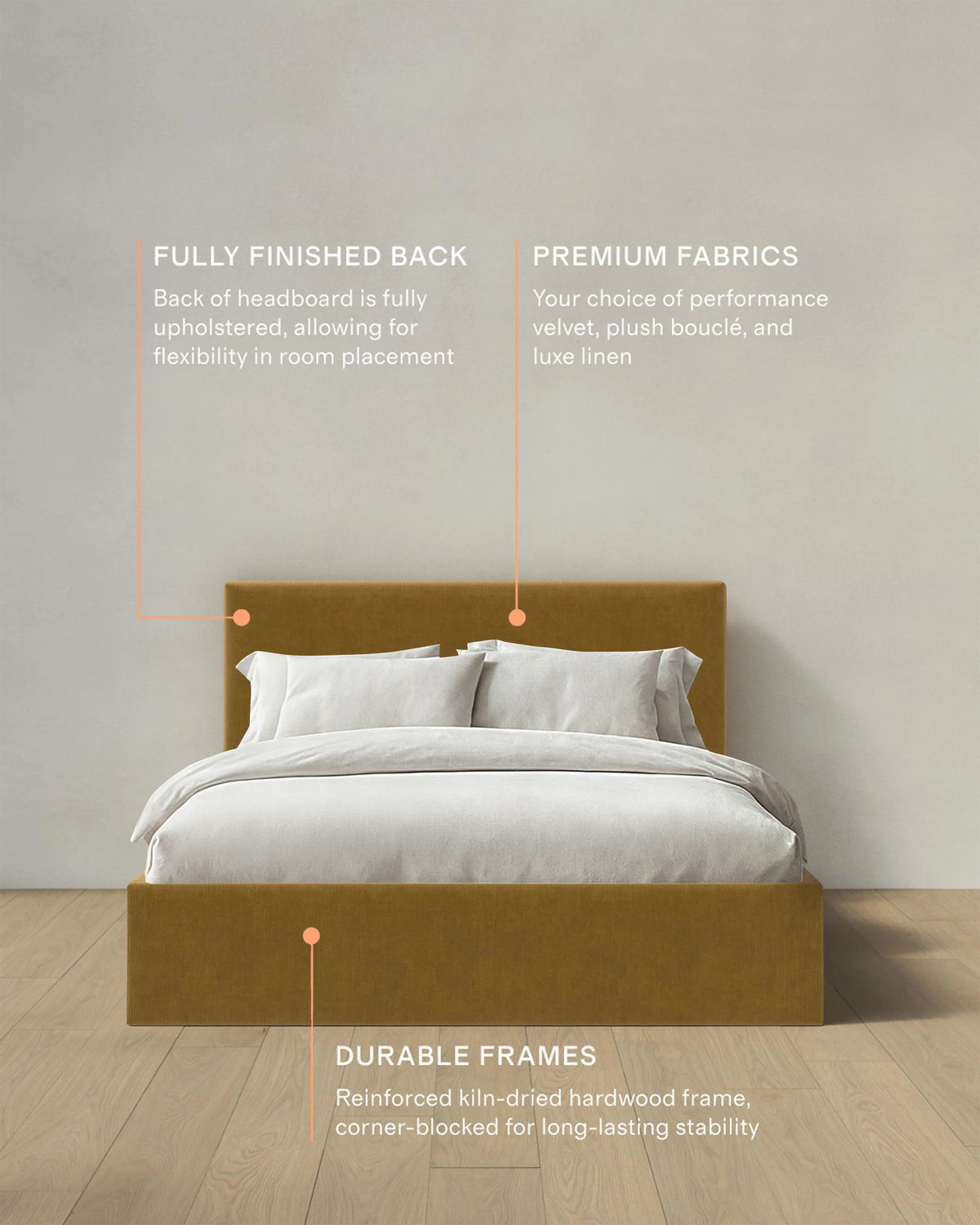 Square Bed in Performance Velvet - Full / Chocolate