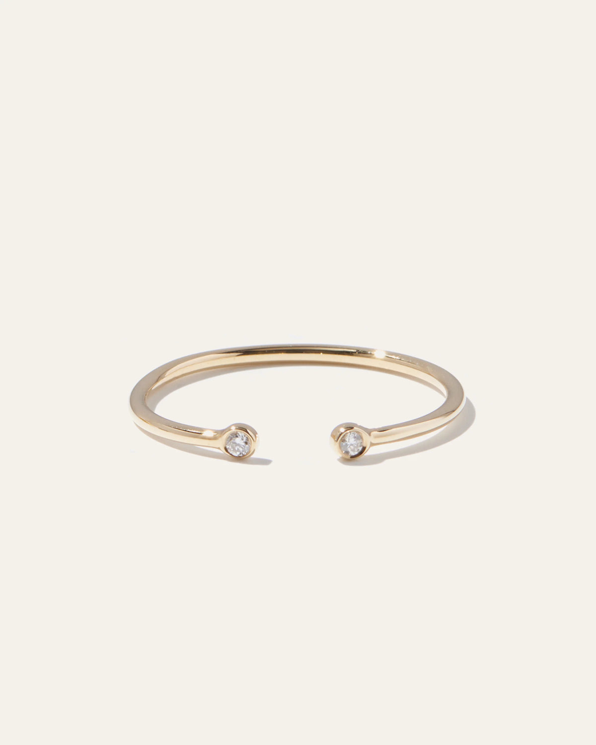 14K Gold Diamond Bezel Open Ring - 4 / White Gold