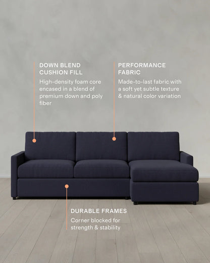 Brennan Chaise Sectional in Performance Basketweave - Right Arm / Flax