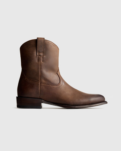 Crafted Leather Western Zip Boot - 7 / Dark Chocolate