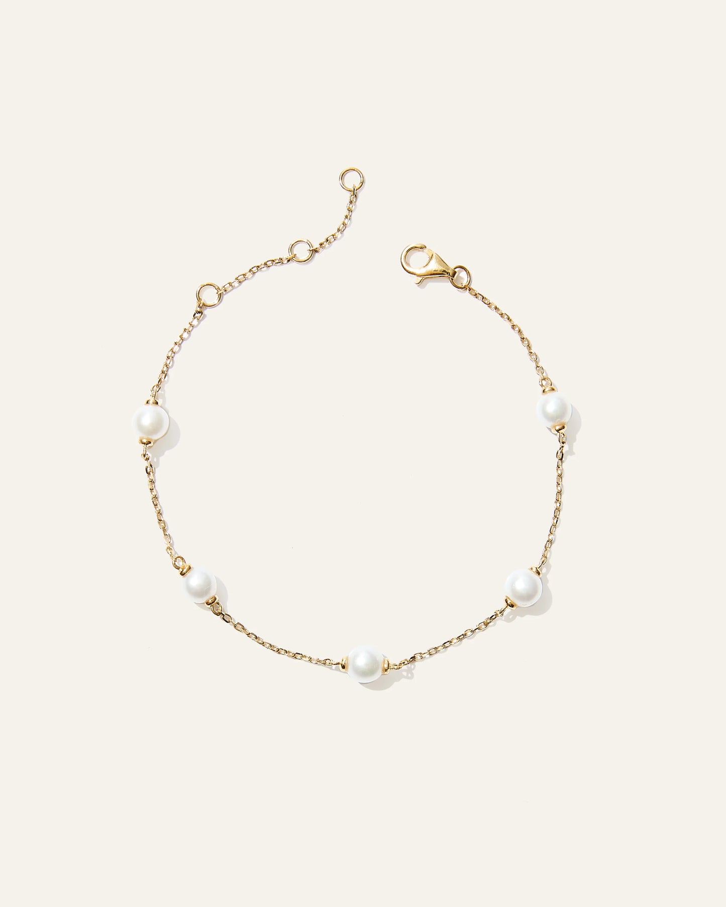 Freshwater Cultured Pearl Station Bracelet - One Size / Gold Vermeil
