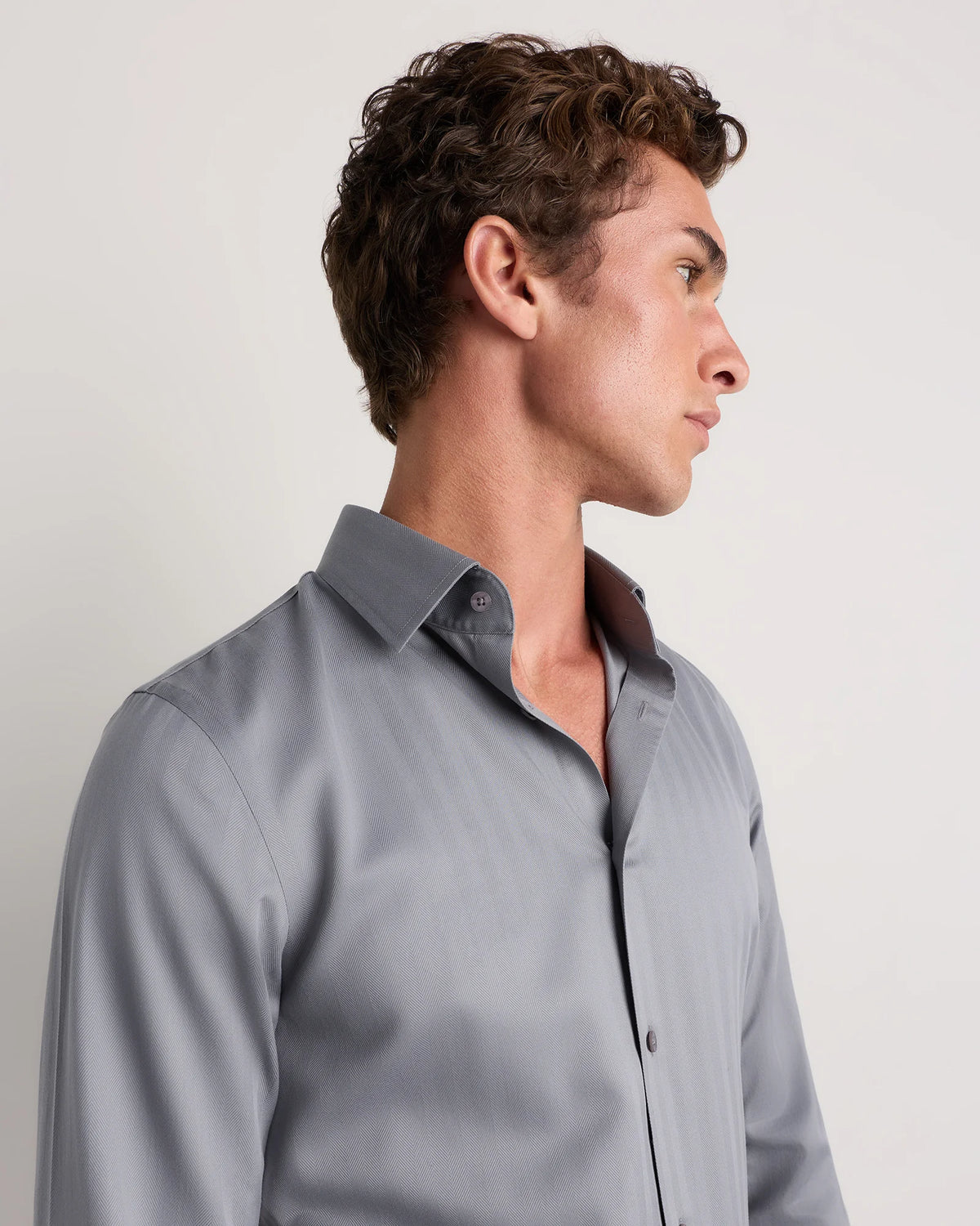 Supima Cotton Herringbone Dress Shirt - S / Blue Stripe