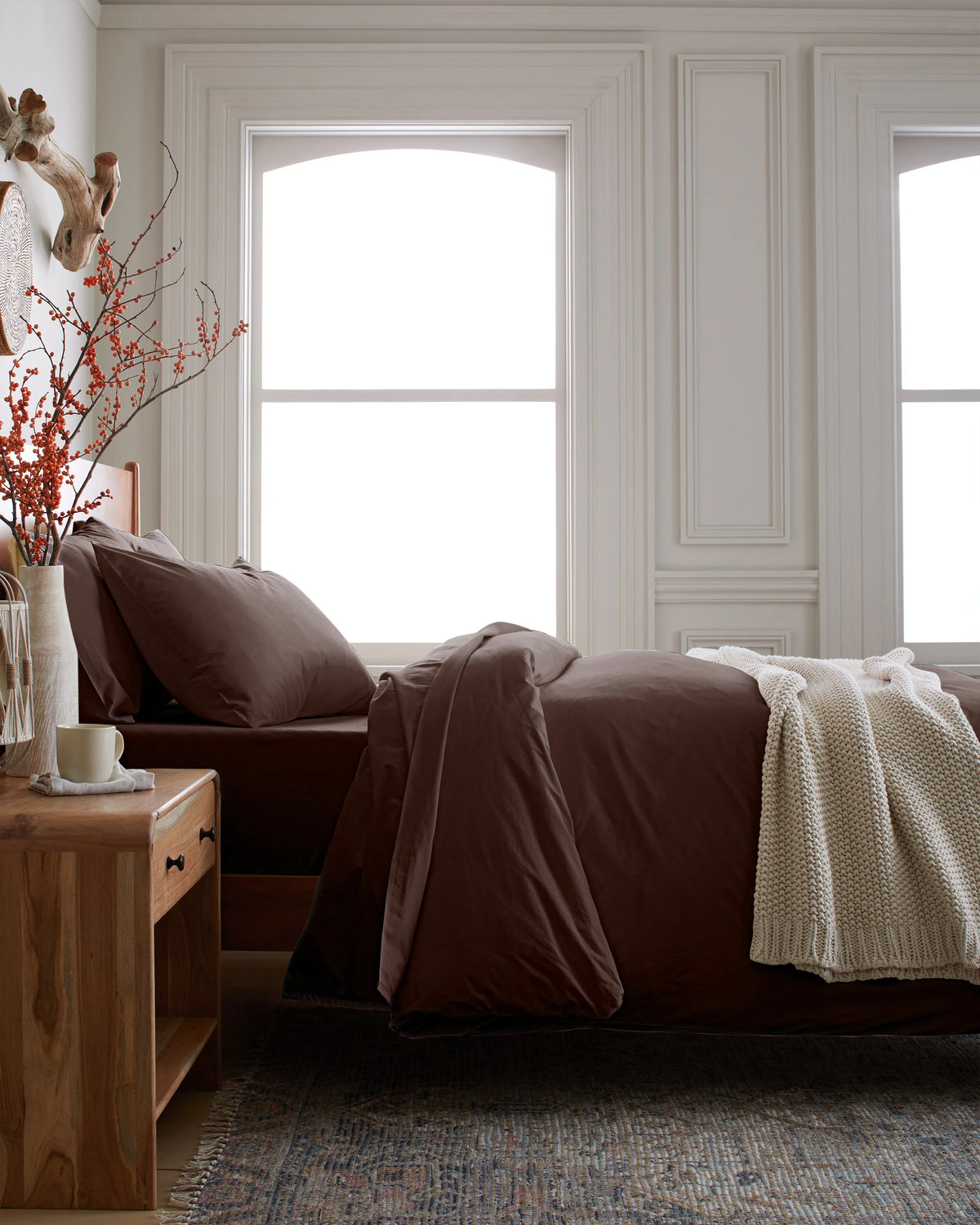 Organic Brushed Cotton Duvet Cover - Twin / Toffee
