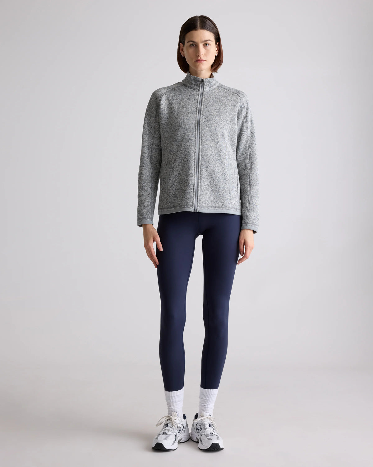 Sweater-Knit Fleece Full-Zip Jacket - XS / Heather Mineral Green