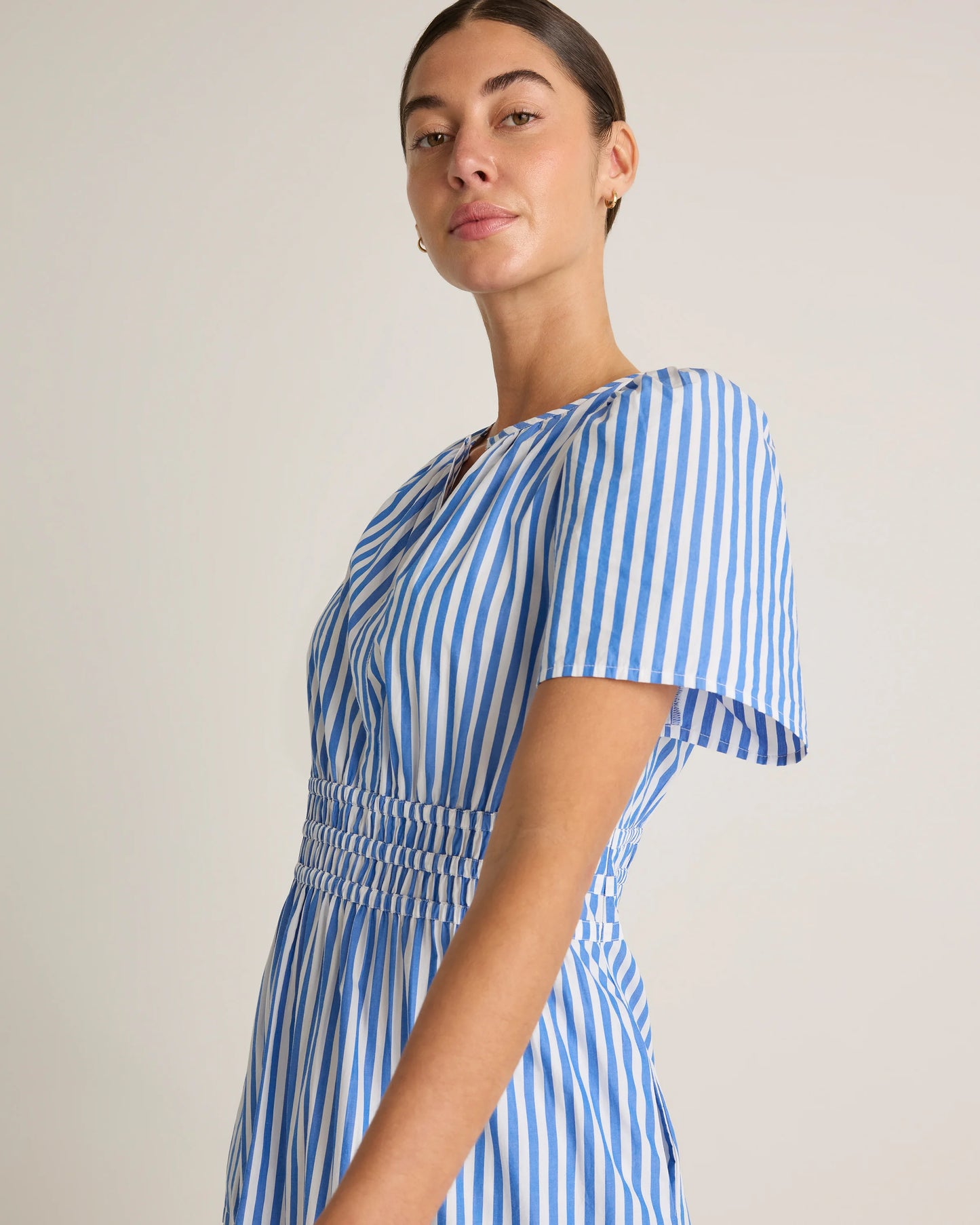 100% Organic Cotton Poplin Tiered Maxi Dress - XS / Riviera Blue Heirloom Floral