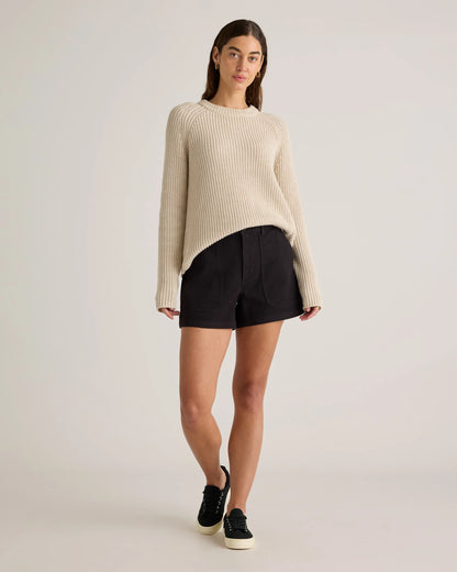 Organic Stretch Cotton Twill Utility Shorts - 0 / Ivory