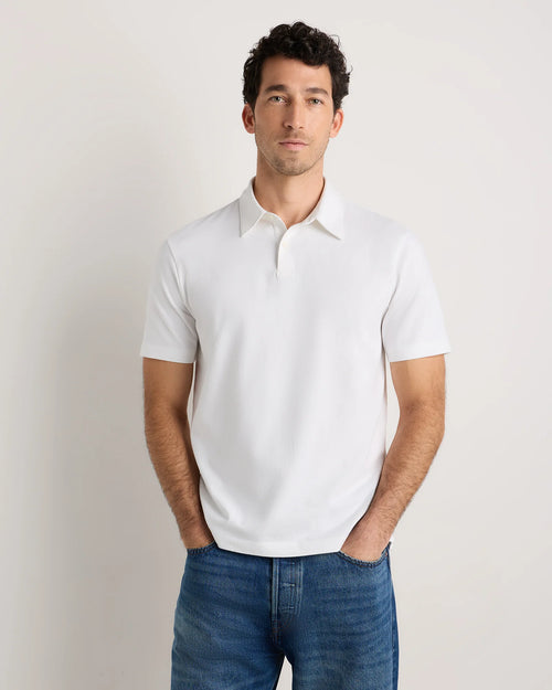 100% Organic Sueded Jersey Polo - S / Classic White