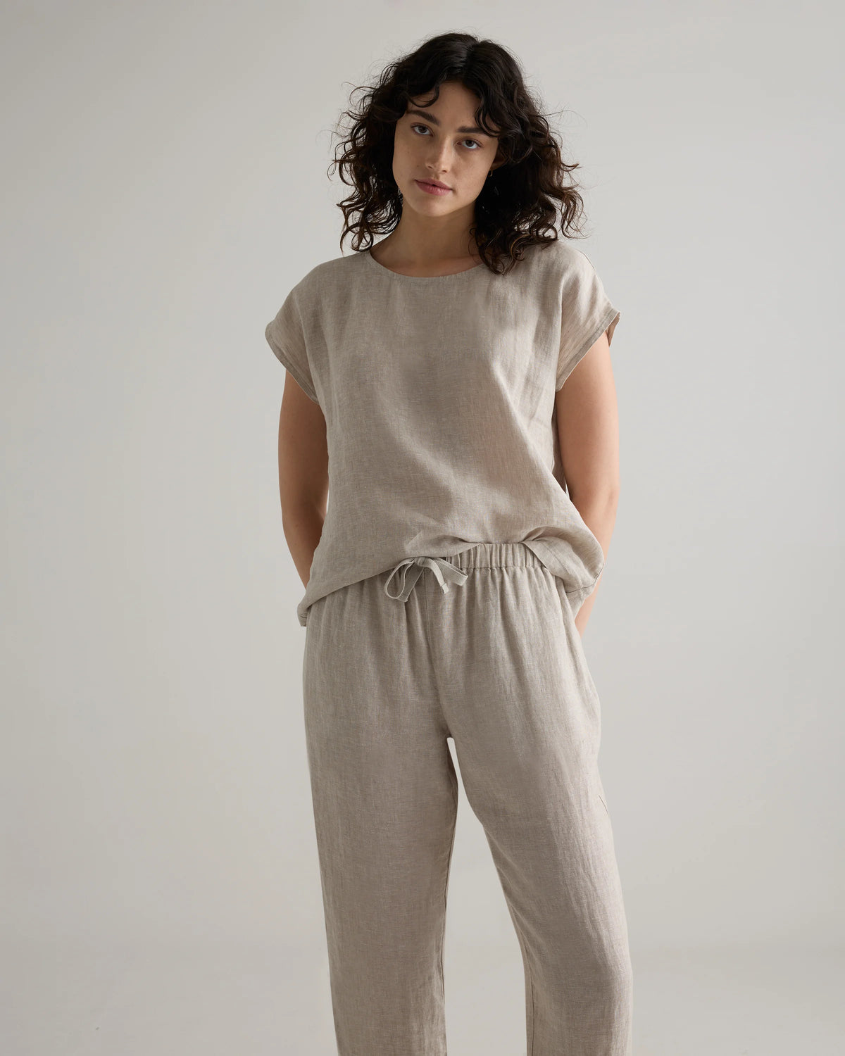 100% European Linen Pajama Set - XS / French Blue