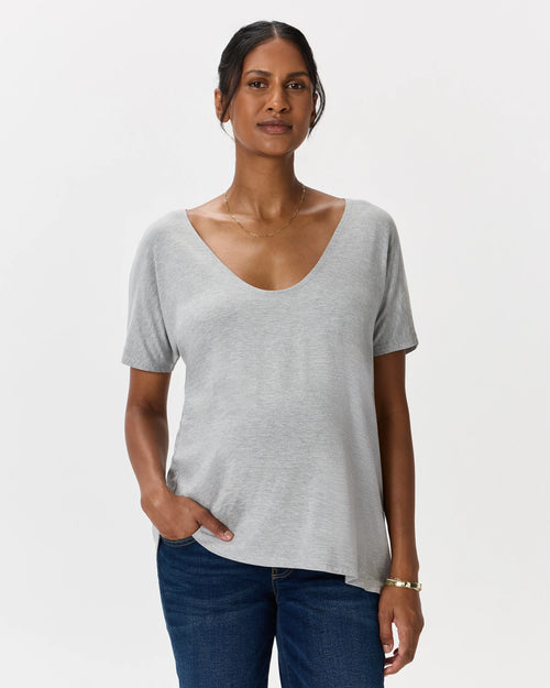 Bamboo Jersey Maternity Dolman Sleeve Tee (2-pack) - XS / White/Grey