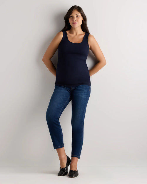 Bamboo Rib Maternity Scoop Neck Tank - XS / Deep Navy