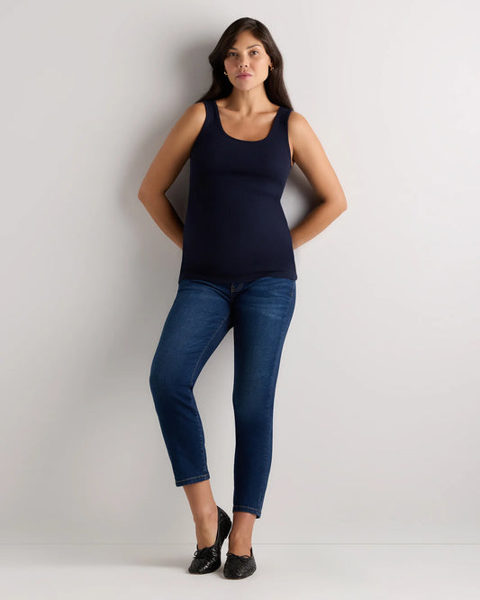 Bamboo Rib Maternity Scoop Neck Tank - XS / Deep Navy
