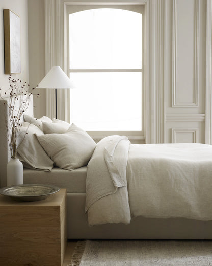 European Linen Chambray Deluxe Bedding Bundle - Twin / Charcoal
