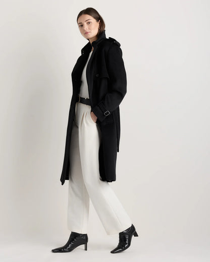 100% Mongolian Cashmere Trench Coat - XS / Heather Taupe