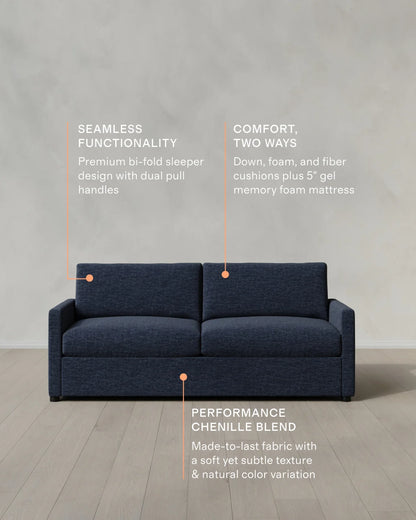 Brennan Sleeper Sofa in Performance Chenille Linen Blend - Queen / Snow