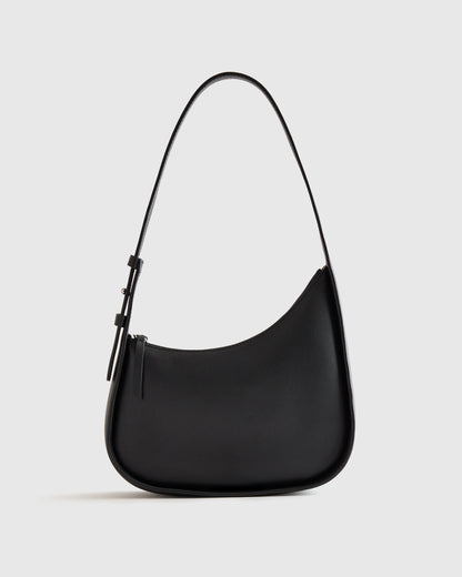Italian Leather Asymmetrical Mini Shoulder Bag - One Size / Shell Pink