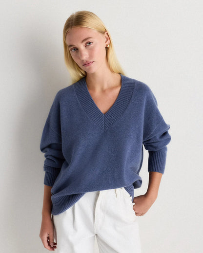 Mongolian Cashmere Oversized V-Neck Sweater - XS / Elk Brown