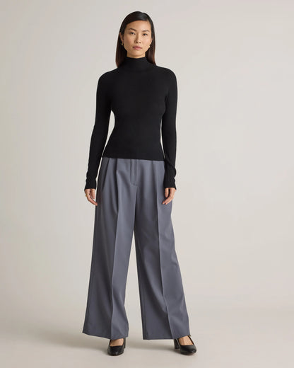 Featherweight Cashmere Ribbed Mockneck Sweater - XS / Deep Navy