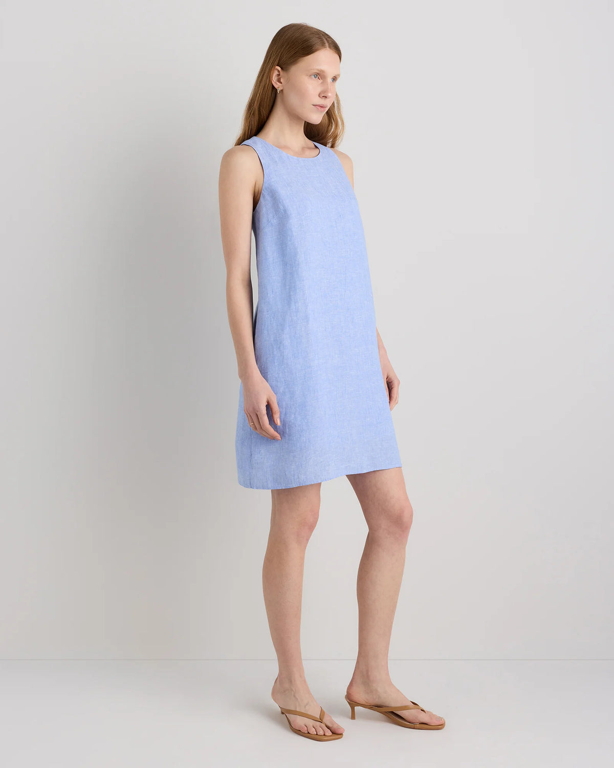 100% European Linen Tank Mini Dress - XS / Martini Olive