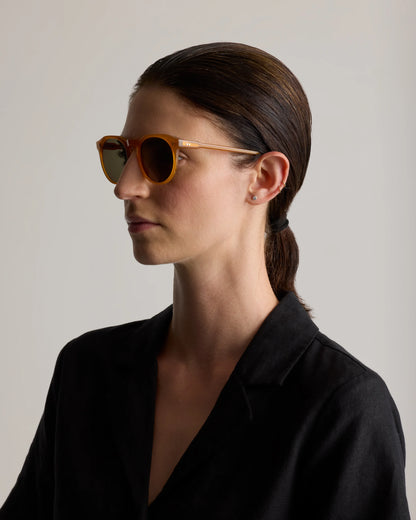 Tahiti Polarized Acetate Sunglasses - One Size / Clear Taupe with Brown lens