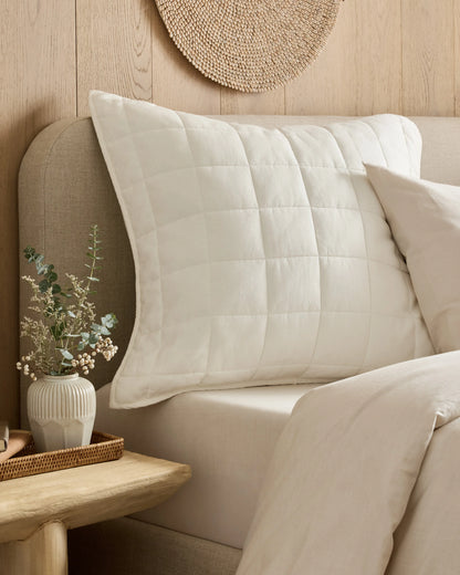 European Linen Box Quilted Euro Sham - Euro / Navy