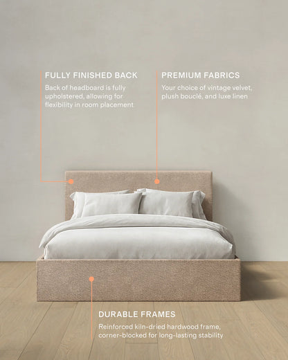Plush Boucle Square Bed - Full / Ivory