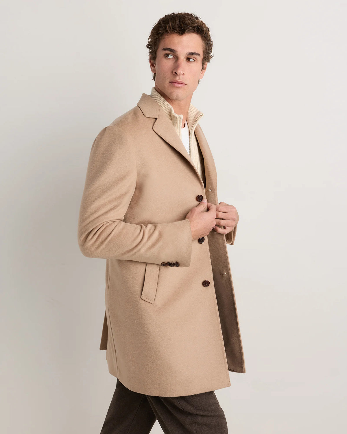 100% Mongolian Cashmere Car Coat - S / Camel