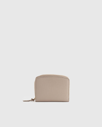 Italian Pebbled Leather Compact Wallet - One Size / Cognac