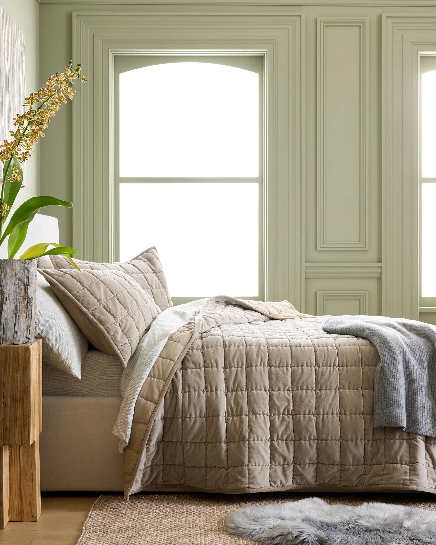 Cotton Velvet Box Quilt - Full/Queen / Terracotta
