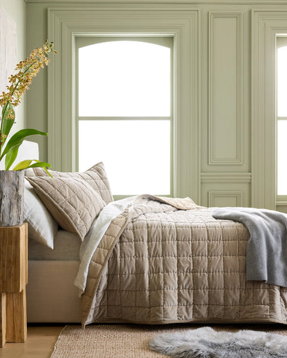 Cotton Velvet Box Quilt - Full/Queen / Terracotta