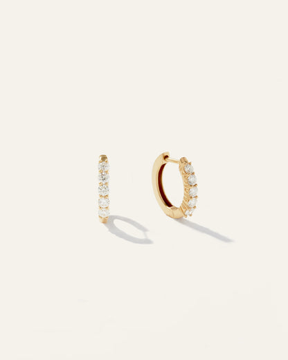 14K Gold Diamond Classic Huggie Hoops - One Size / Yellow Gold