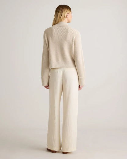 100% Organic Cotton Fisherman Collared Cardigan - XS / Heather Dove Grey