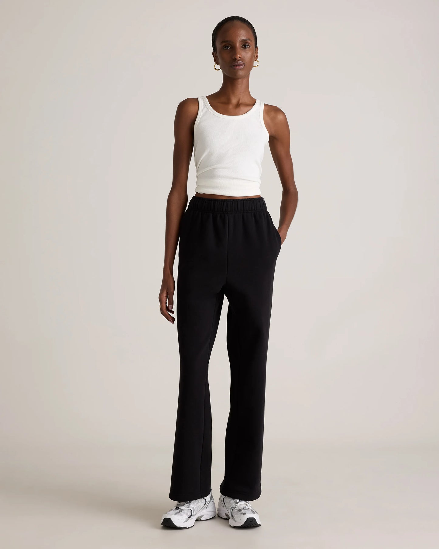Organic Heavyweight Fleece Straight Leg Sweatpants - XS / Black