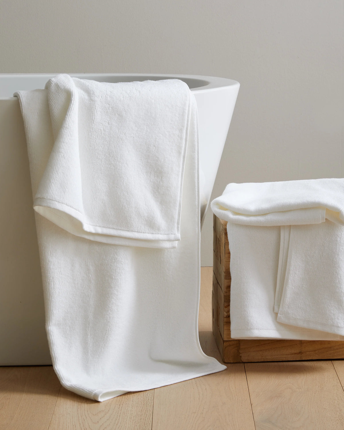 Turkish Ribbed Quick Dry Bath Towel Bundle - One Size / White