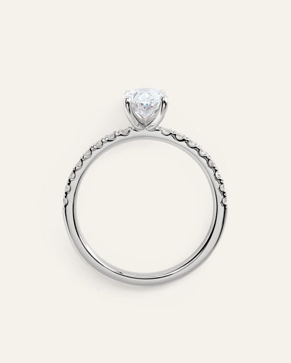 Lab Grown Diamond Oval Petite Pave Engagement Ring - 1ct - 4 / Yellow Gold