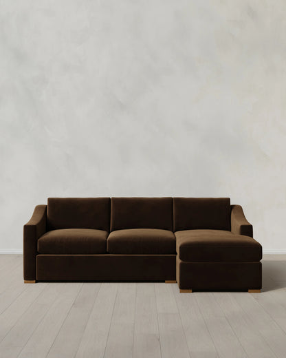 Hollis Slope Arm Chaise Sectional in Performance Velvet - 104" Right Arm / Spruce