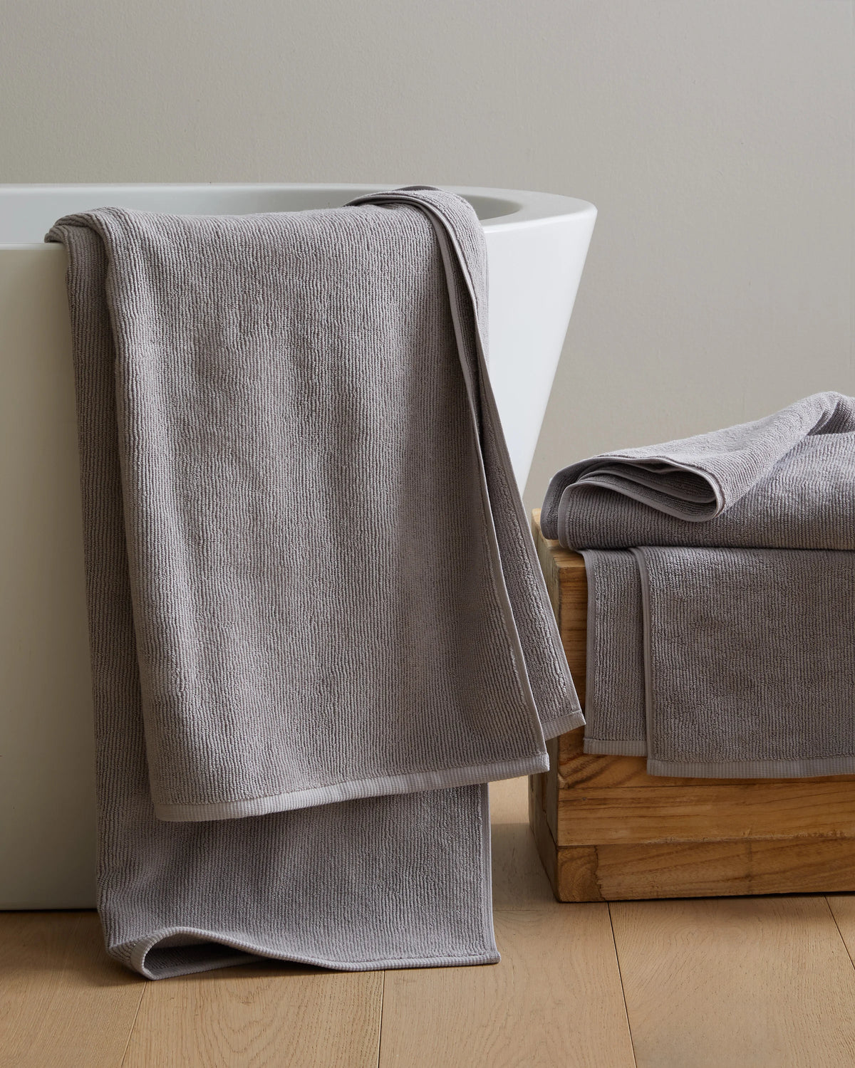 Turkish Ribbed Quick Dry Bath Towel Bundle - One Size / White