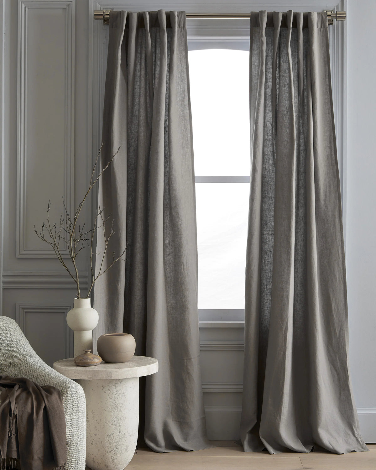 European Linen Curtain - Single Panel - 48x84 / Flax