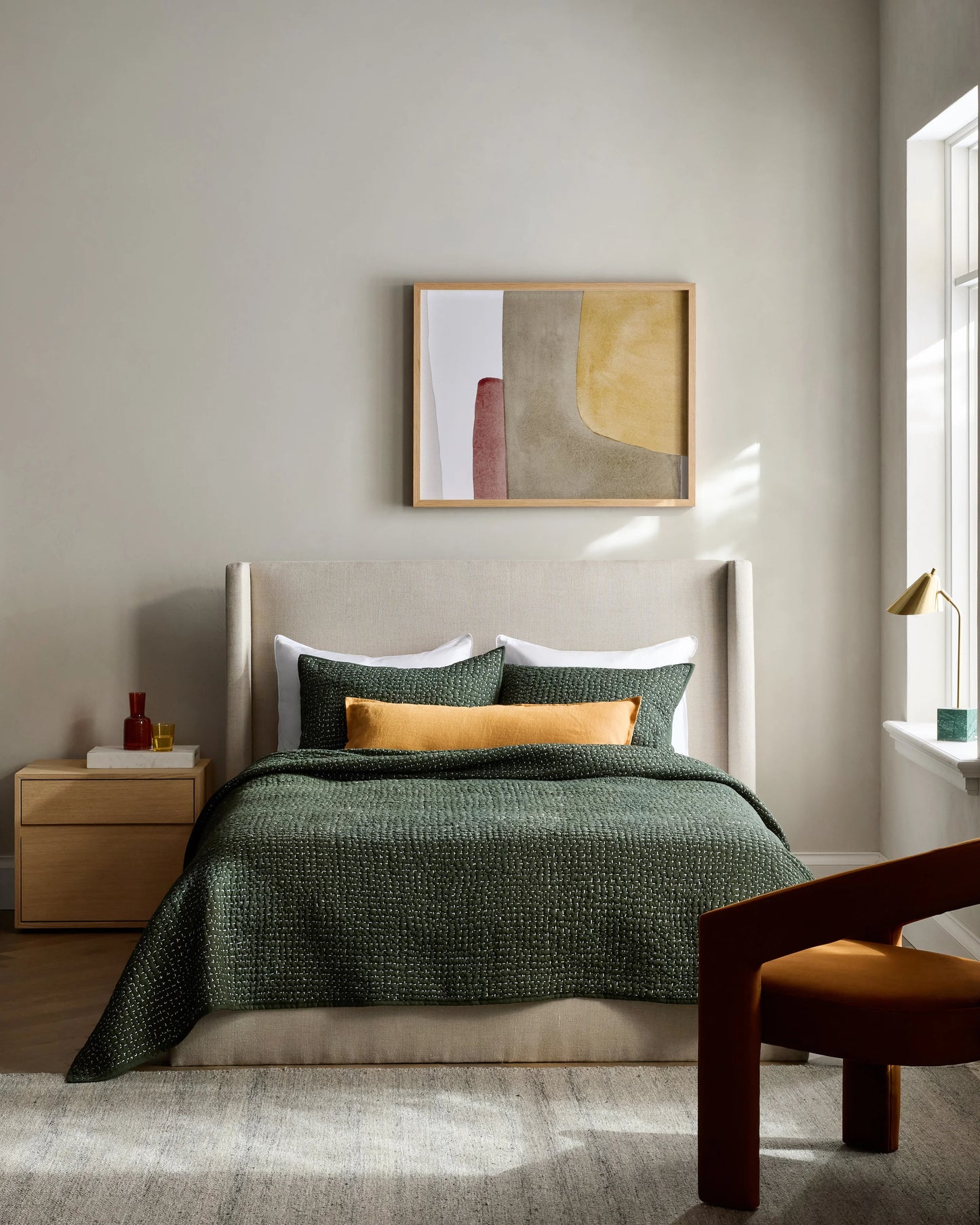 Organic Cotton Hand Stitched Quilt - Twin / Stone