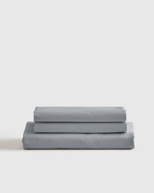 Luxury Organic Sateen Fitted Sheet Set - Cal King / Light Blue